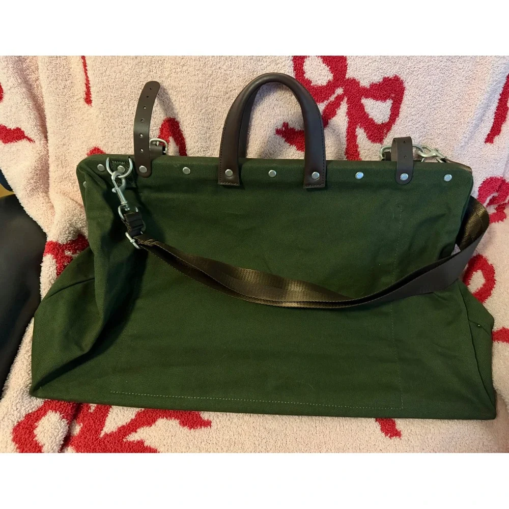 Line of Trade No. 0312 Olive Green Canvas Weekender Travel Bag Leather Trim